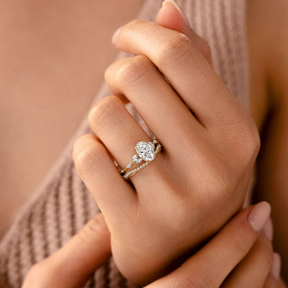 Cluster-Oval Lab Grown Diamond Engagement Ring