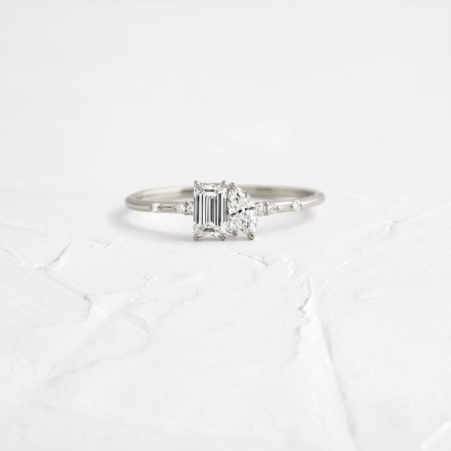 Toi Et Moi-Emerald & Marquise Lab Grown Diamond Engagement Ring