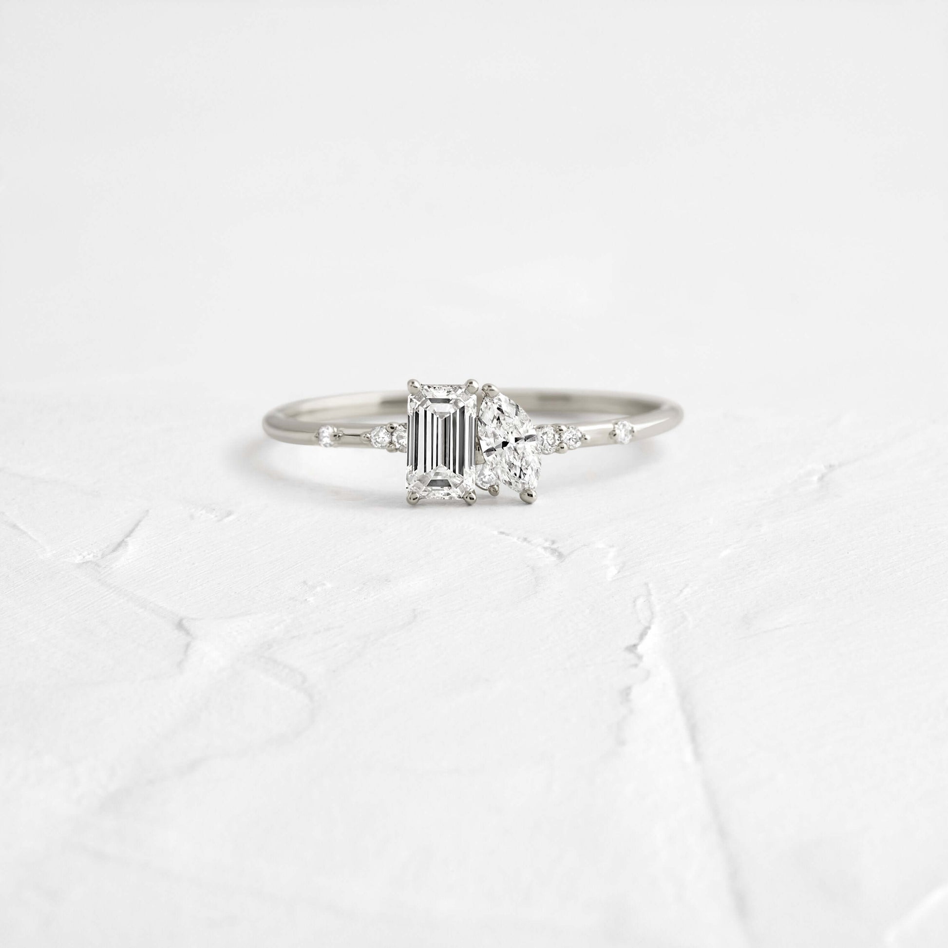 Toi Et Moi-Emerald & Marquise Lab Grown Diamond Engagement Ring