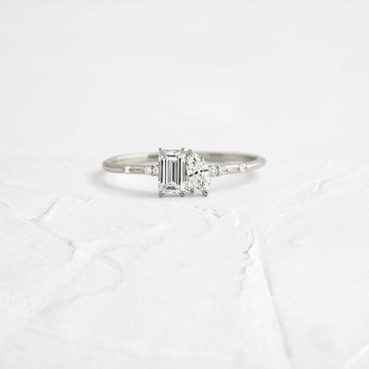 Toi Et Moi-Emerald & Marquise Lab Grown Diamond Engagement Ring