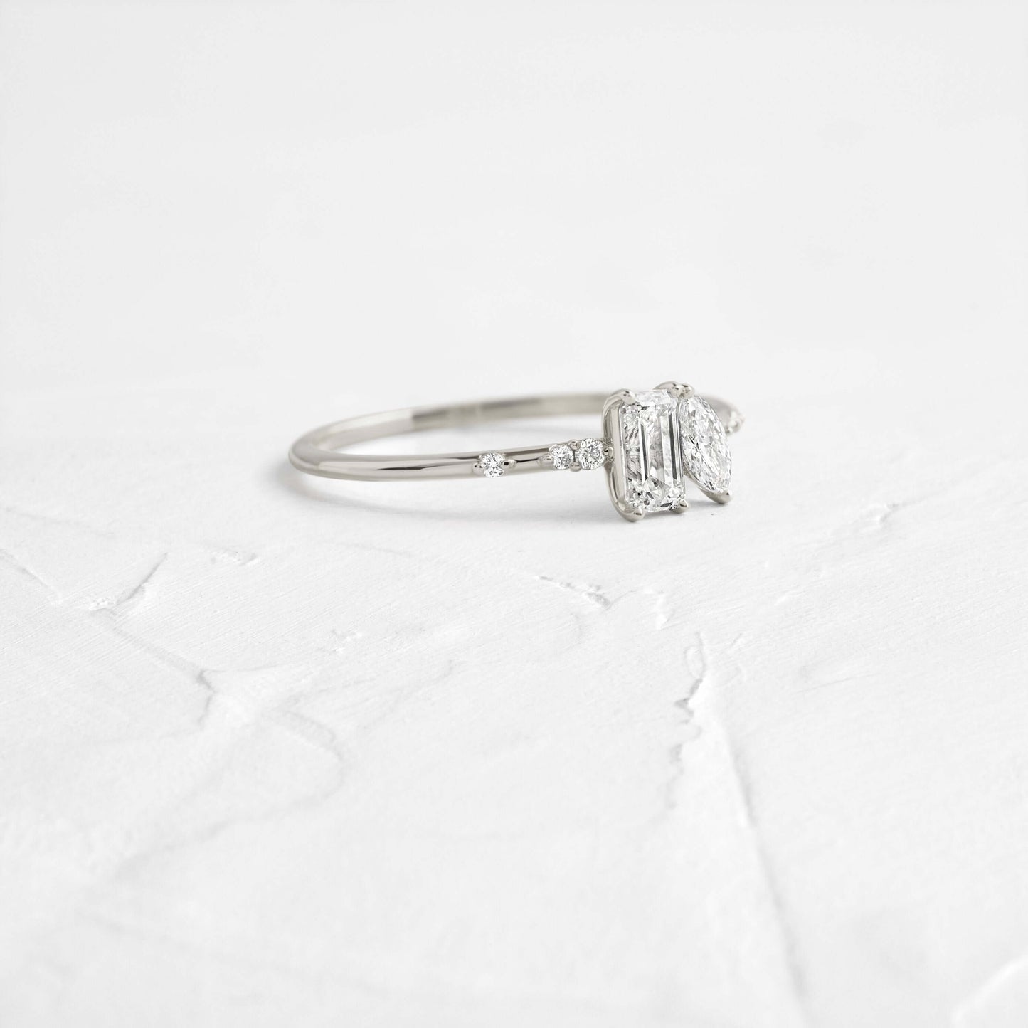Toi Et Moi-Emerald & Marquise Lab Grown Diamond Engagement Ring