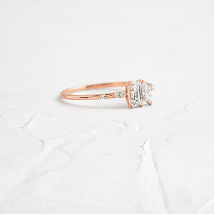 Toi Et Moi-Emerald & Marquise Lab Grown Diamond Engagement Ring