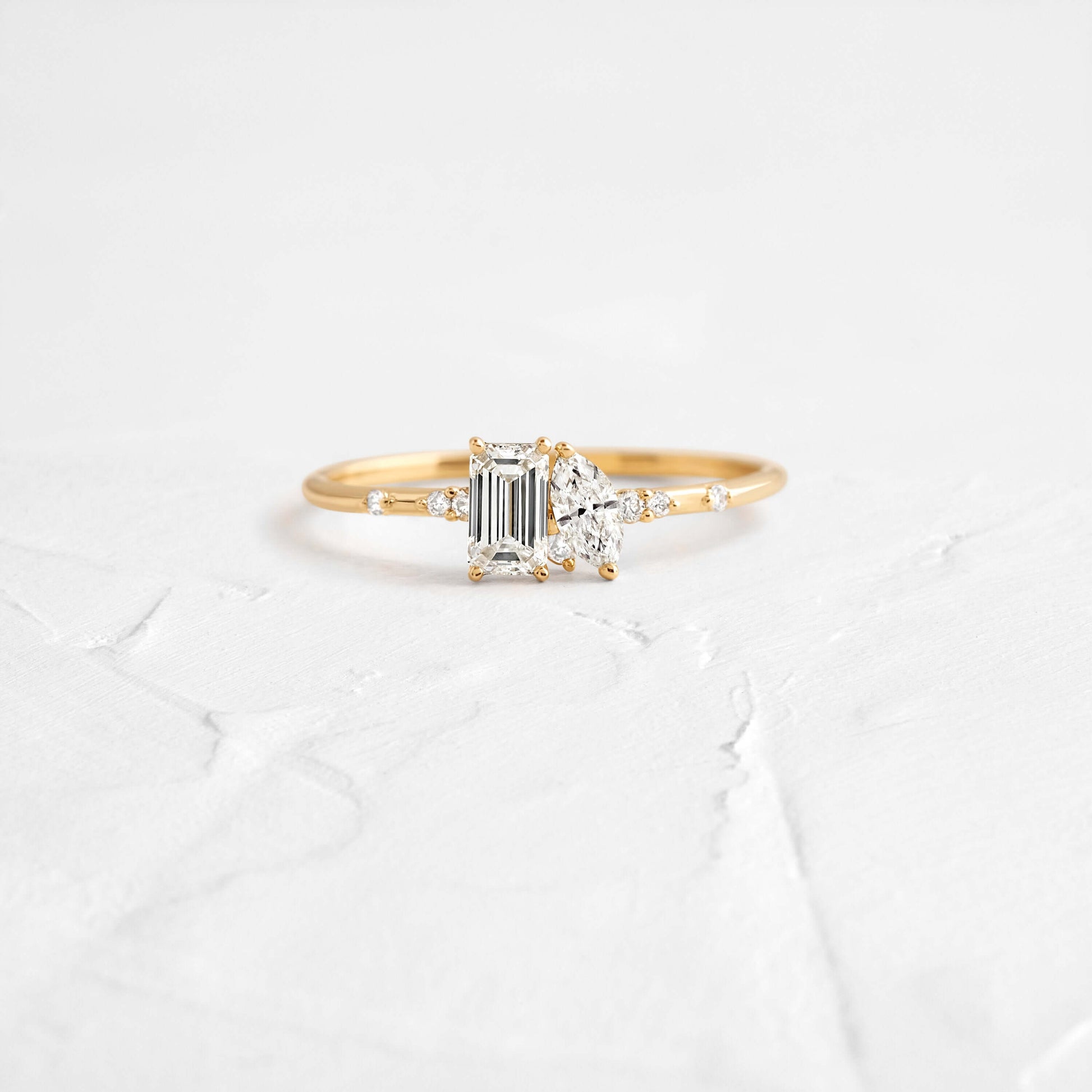Toi Et Moi-Emerald & Marquise Lab Grown Diamond Engagement Ring
