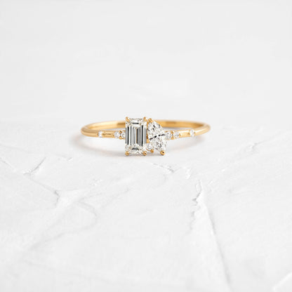 Toi Et Moi-Emerald & Marquise Lab Grown Diamond Engagement Ring