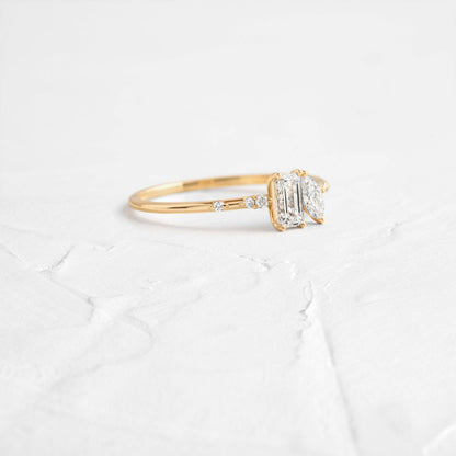 Toi Et Moi-Emerald & Marquise Lab Grown Diamond Engagement Ring