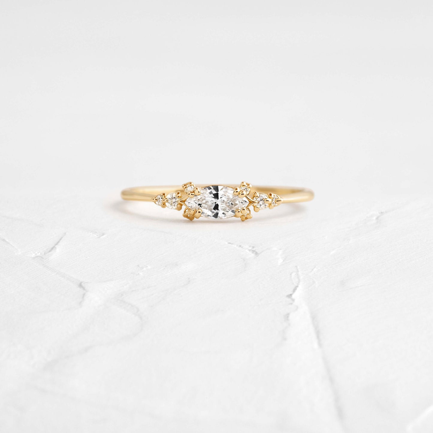 East West Cluster Style-Oval Lab Grown Diamond Engagement Ring
