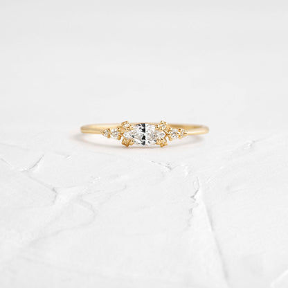 East West Cluster Style-Oval Lab Grown Diamond Engagement Ring