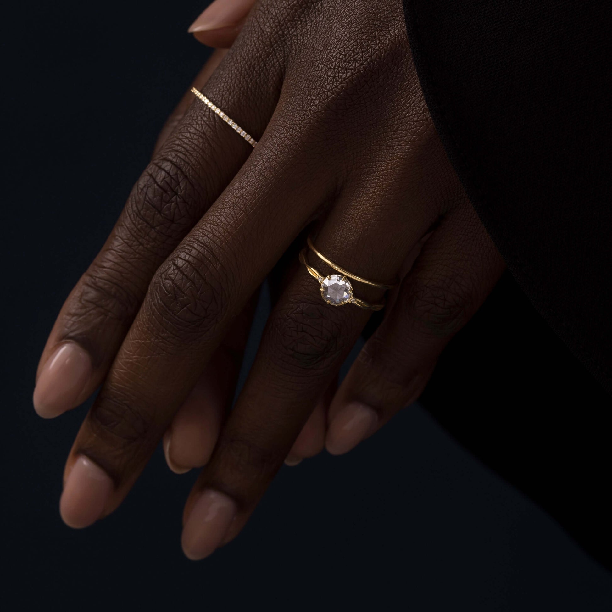 Criss Cross-Rose Cut Lab Grown Diamond Engagement Ring