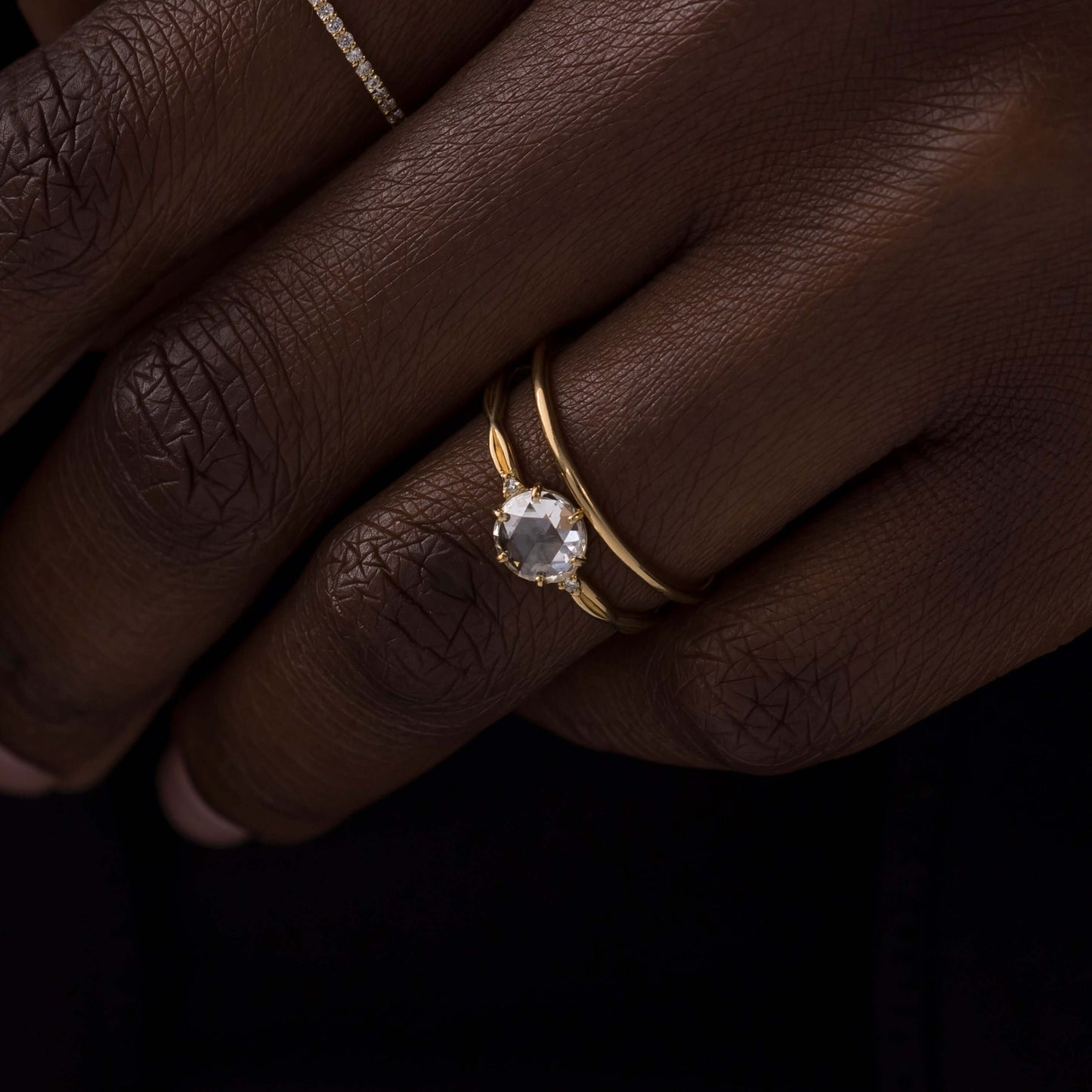Criss Cross-Rose Cut Lab Grown Diamond Engagement Ring