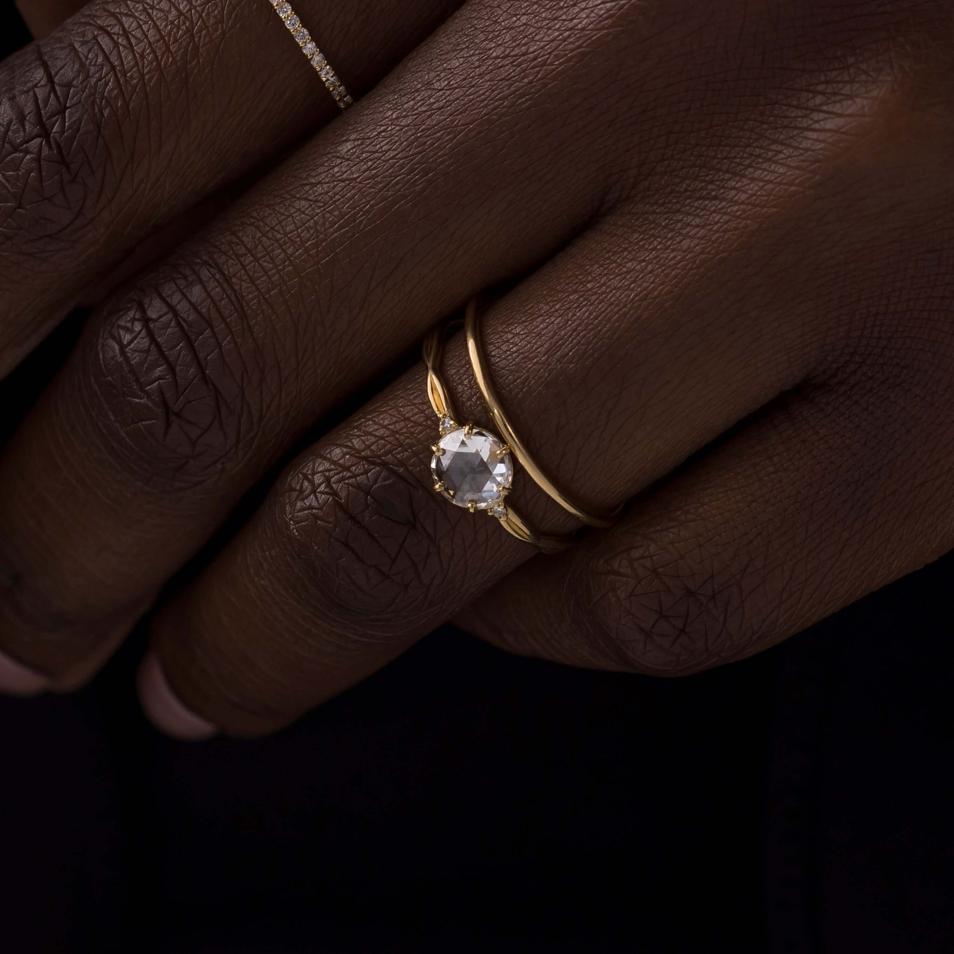 Criss Cross-Rose Cut Lab Grown Diamond Engagement Ring