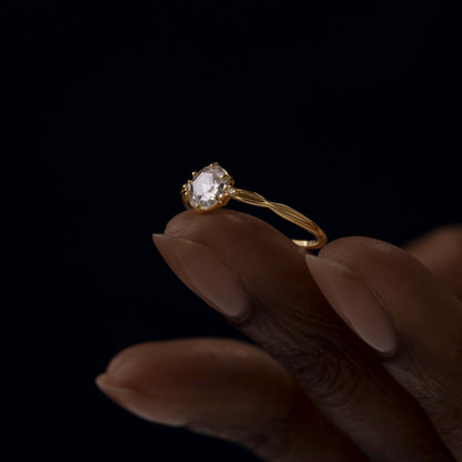 Criss Cross-Rose Cut Lab Grown Diamond Engagement Ring