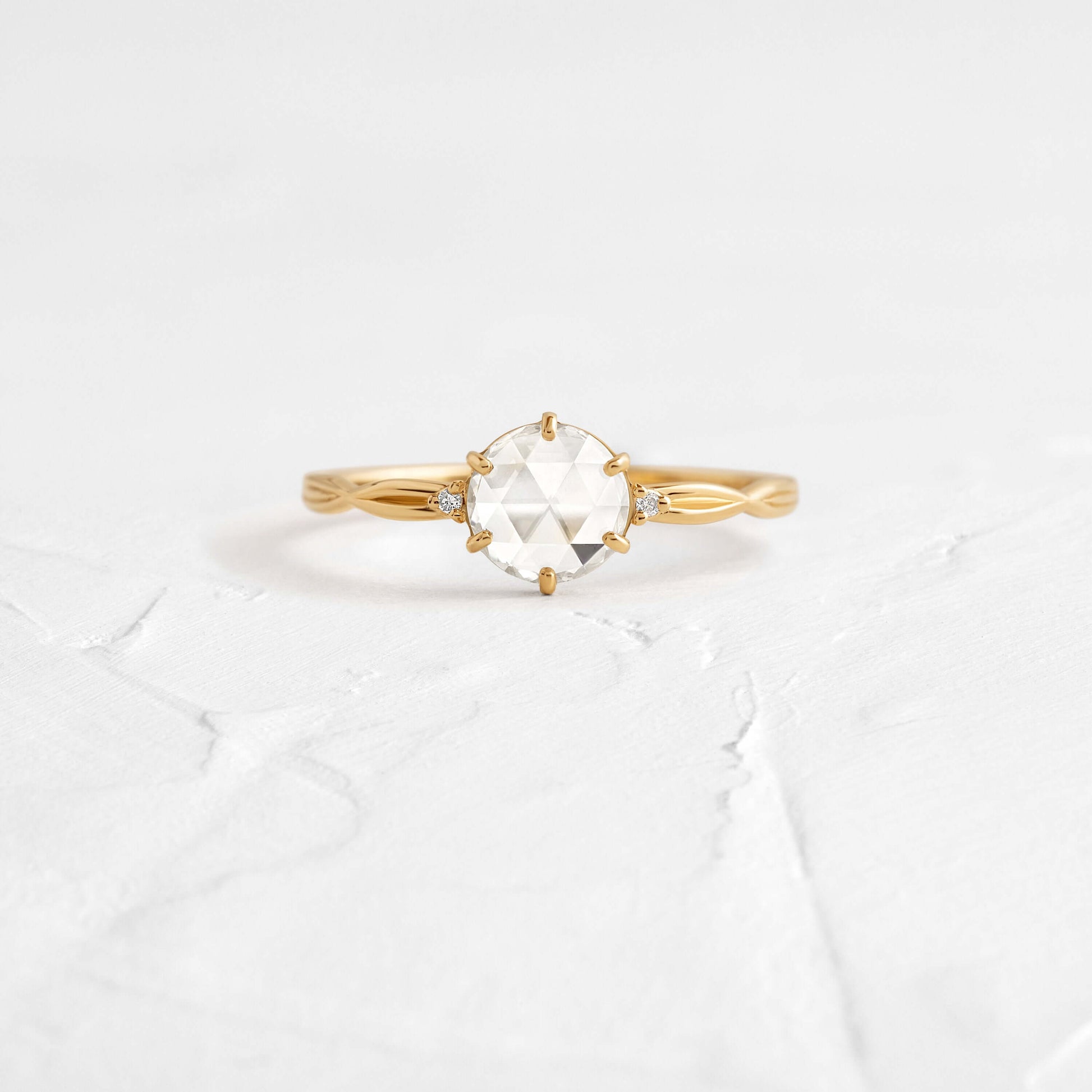 Criss Cross-Rose Cut Lab Grown Diamond Engagement Ring
