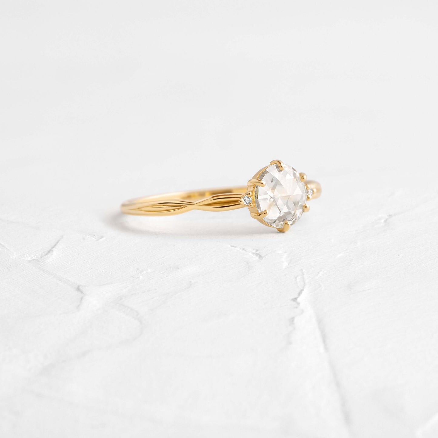 Criss Cross-Rose Cut Lab Grown Diamond Engagement Ring