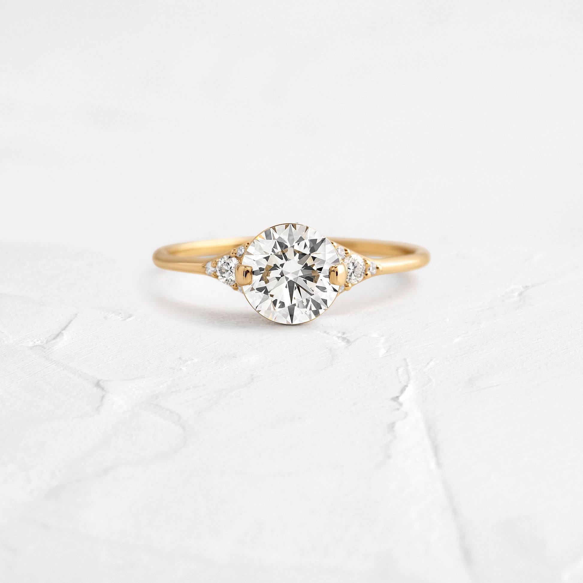 Cluster & Two Prong-Round Lab Grown Diamond Engagement Ring