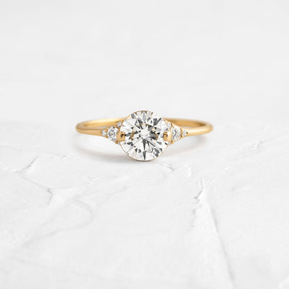 Cluster & Two Prong-Round Lab Grown Diamond Engagement Ring