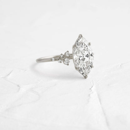 Cluster-Marquise Lab Grown Diamond Engagement Ring
