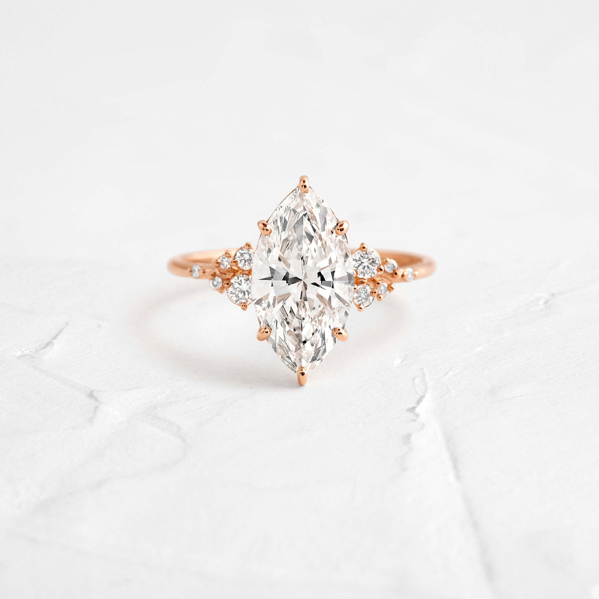 Cluster-Marquise Lab Grown Diamond Engagement Ring