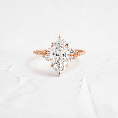Cluster-Marquise Lab Grown Diamond Engagement Ring
