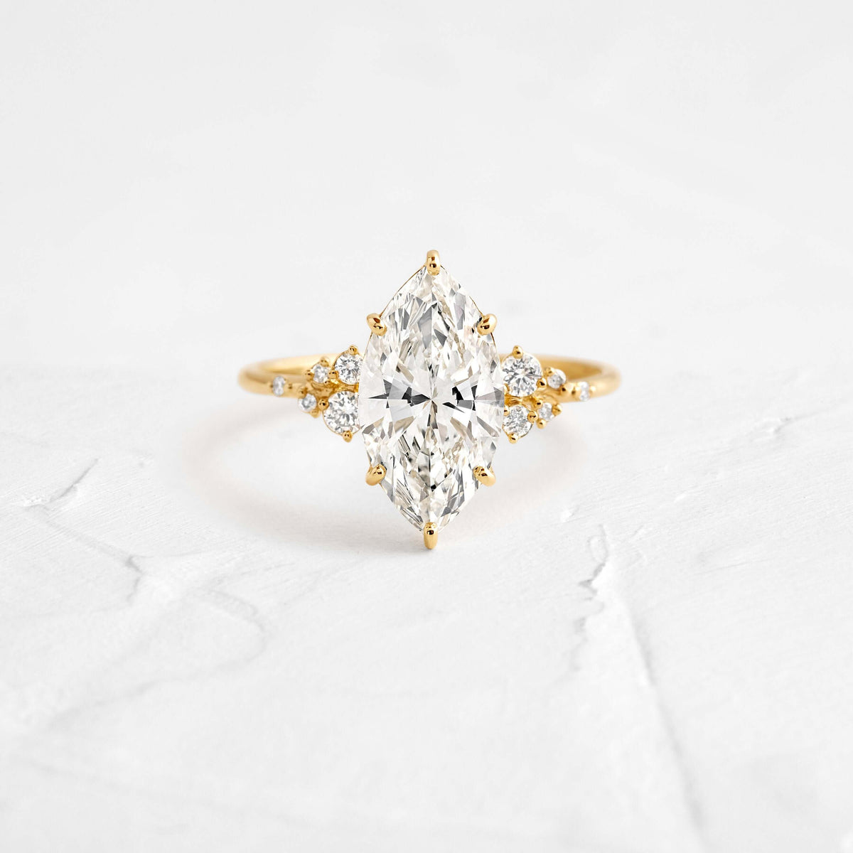 Cluster-Marquise Lab Grown Diamond Engagement Ring
