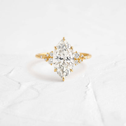 Cluster-Marquise Lab Grown Diamond Engagement Ring