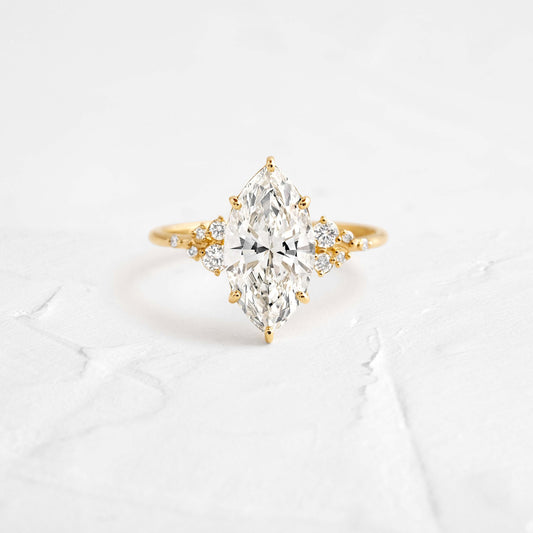 Cluster-Marquise Lab Grown Diamond Engagement Ring