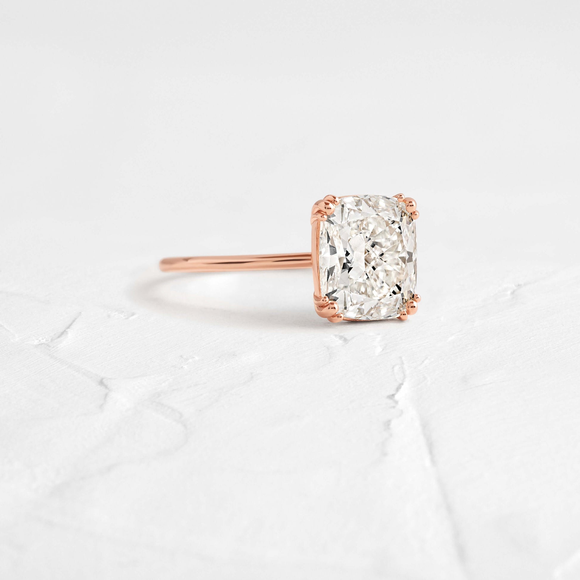 Solitaire Triple Prong-Elongated Cushion Lab Grown Diamond Engagement Ring