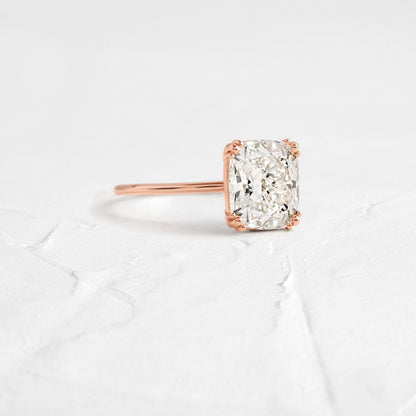 Solitaire Triple Prong-Elongated Cushion Lab Grown Diamond Engagement Ring