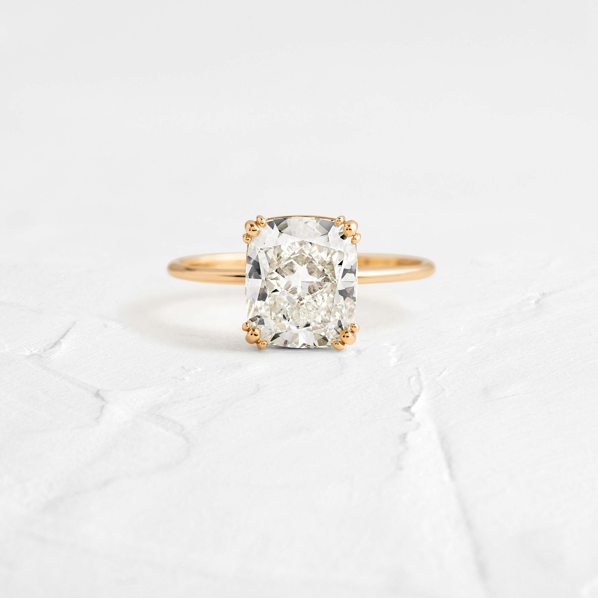 Solitaire Triple Prong-Elongated Cushion Lab Grown Diamond Engagement Ring