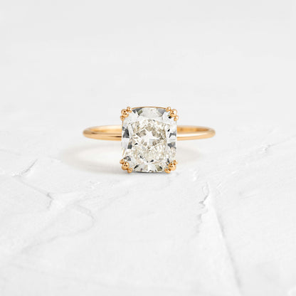Solitaire Triple Prong-Elongated Cushion Lab Grown Diamond Engagement Ring