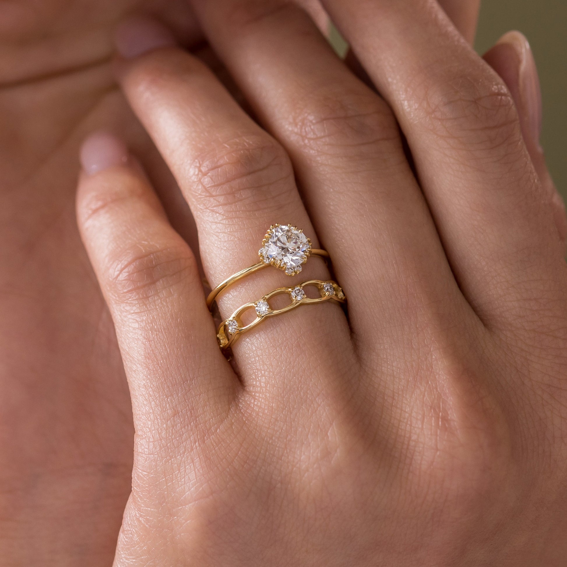 Halo & Triple Prong-Round Lab Grown Diamond Engagement Ring