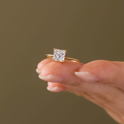 Solitaire Triple Prong-Princess Lab Grown Diamond Engagement Ring