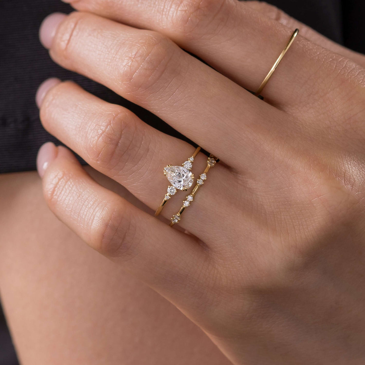 Cluster-Pear Lab Grown Diamond Engagement Ring