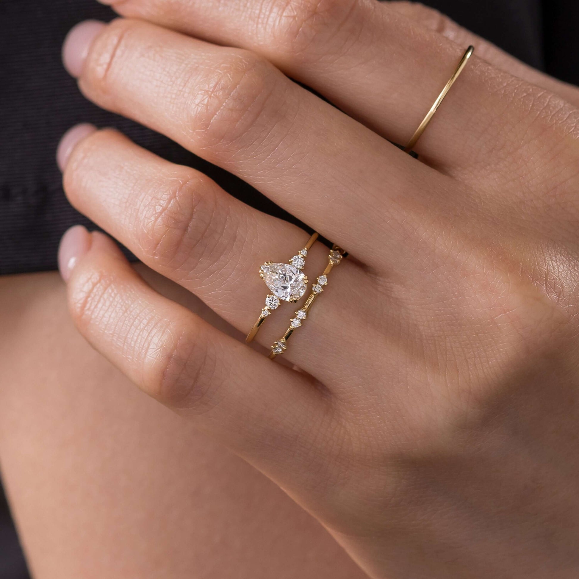 Cluster-Pear Lab Grown Diamond Engagement Ring