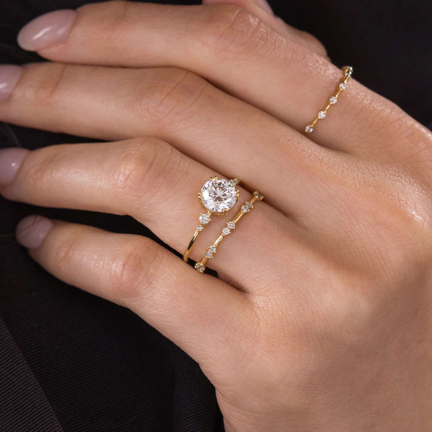Cluster-Round Lab Grown Diamond Engagement Ring