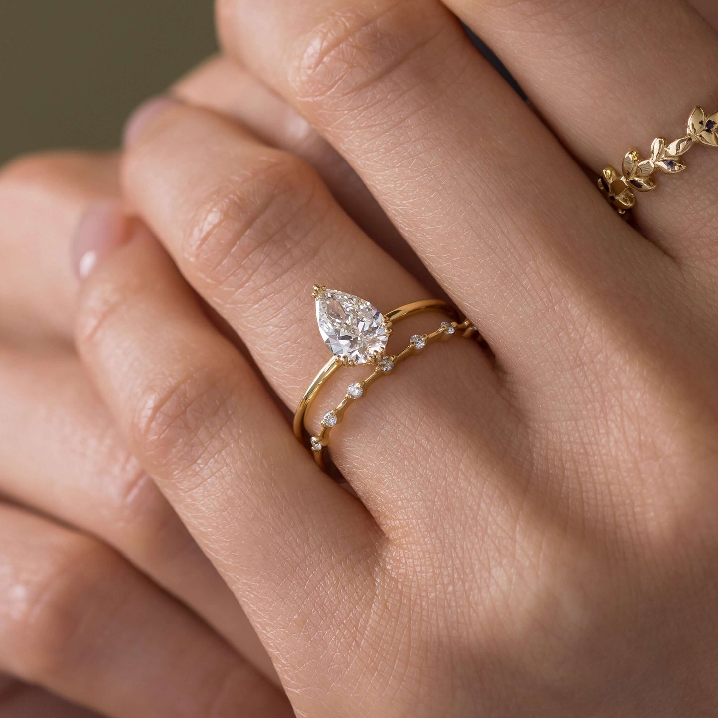 Solitaire Triple Prong-Pear Lab Grown Diamond Engagement Ring
