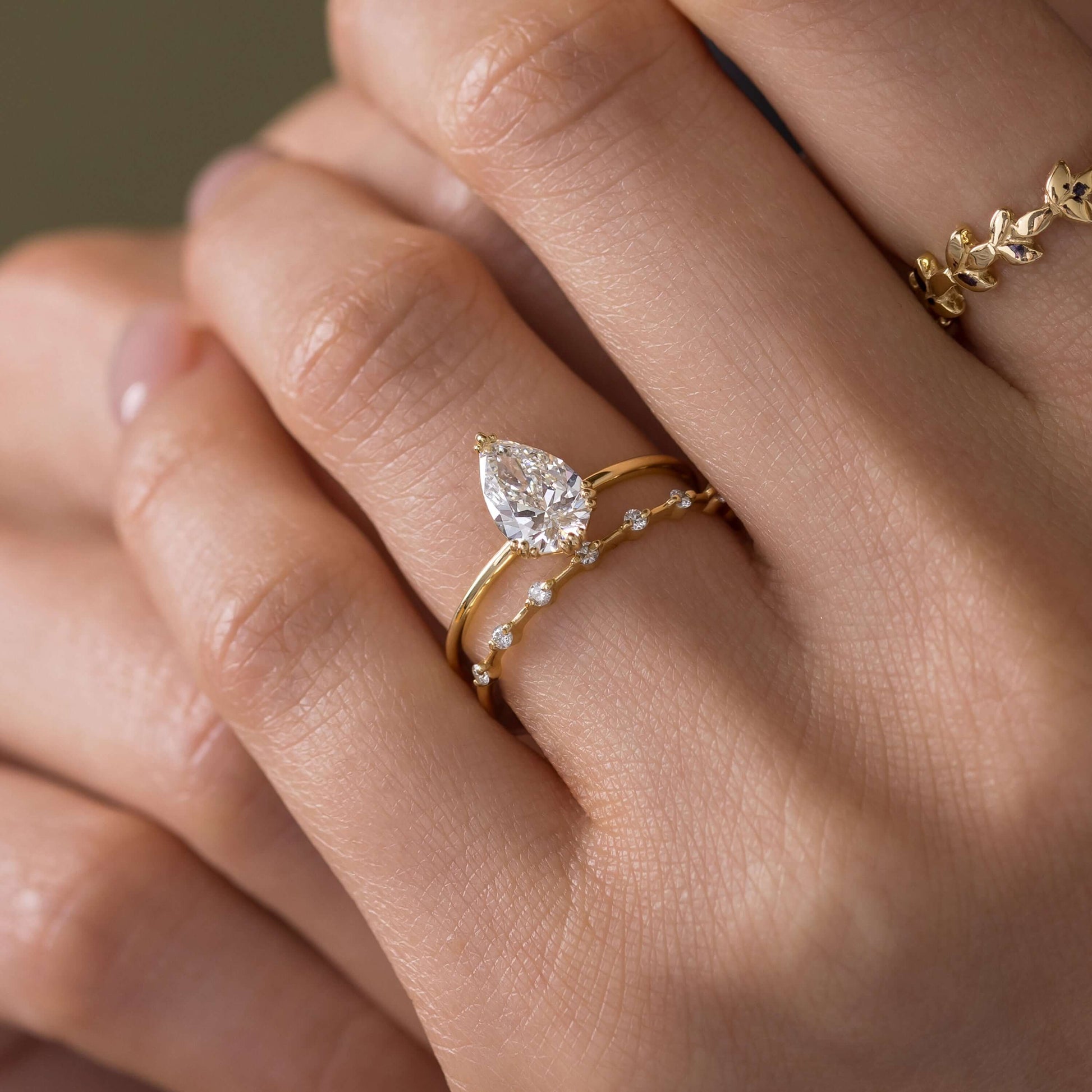 Solitaire Triple Prong-Pear Lab Grown Diamond Engagement Ring