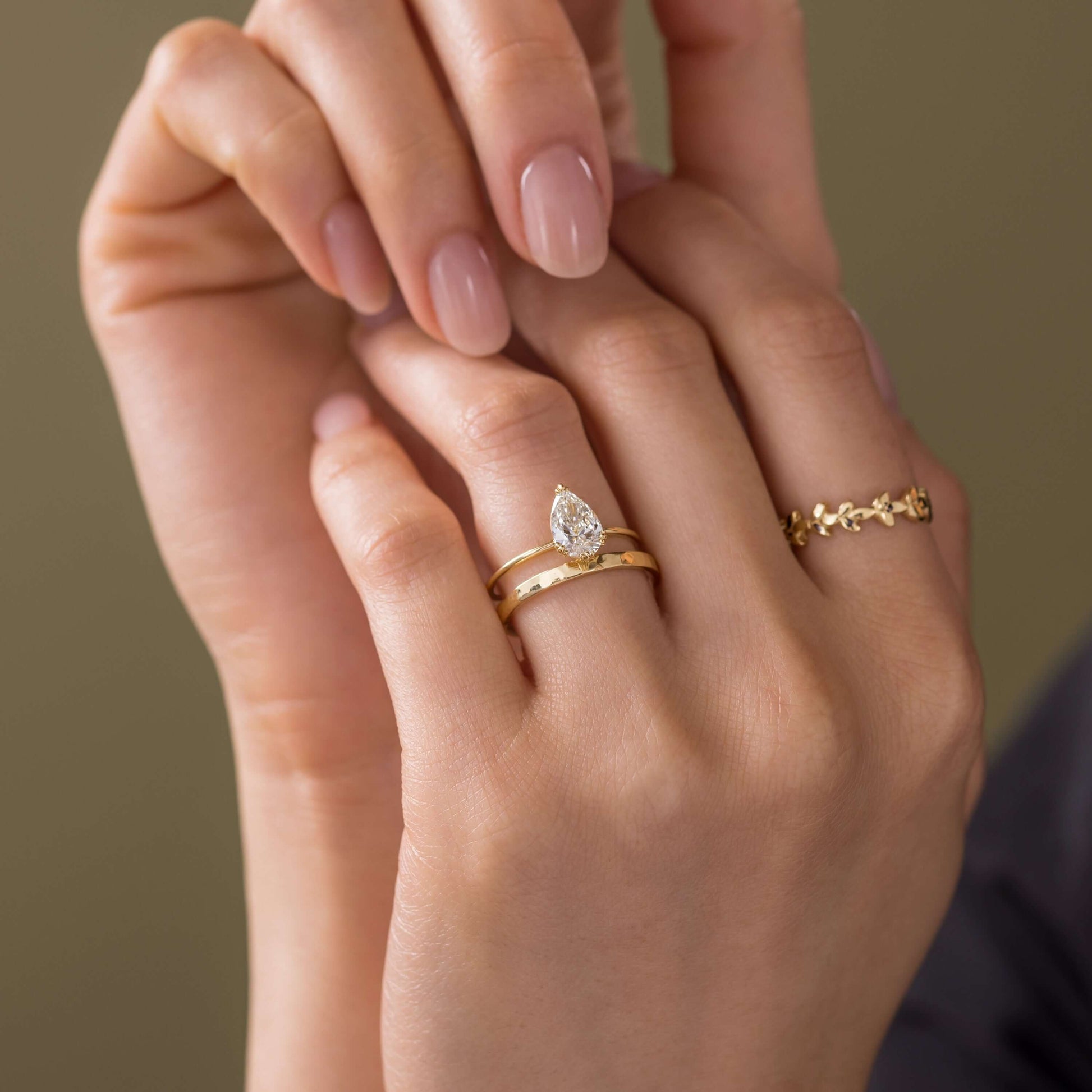 Solitaire Triple Prong-Pear Lab Grown Diamond Engagement Ring