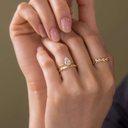Solitaire Triple Prong-Pear Lab Grown Diamond Engagement Ring