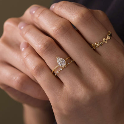 Solitaire Triple Prong-Pear Lab Grown Diamond Engagement Ring