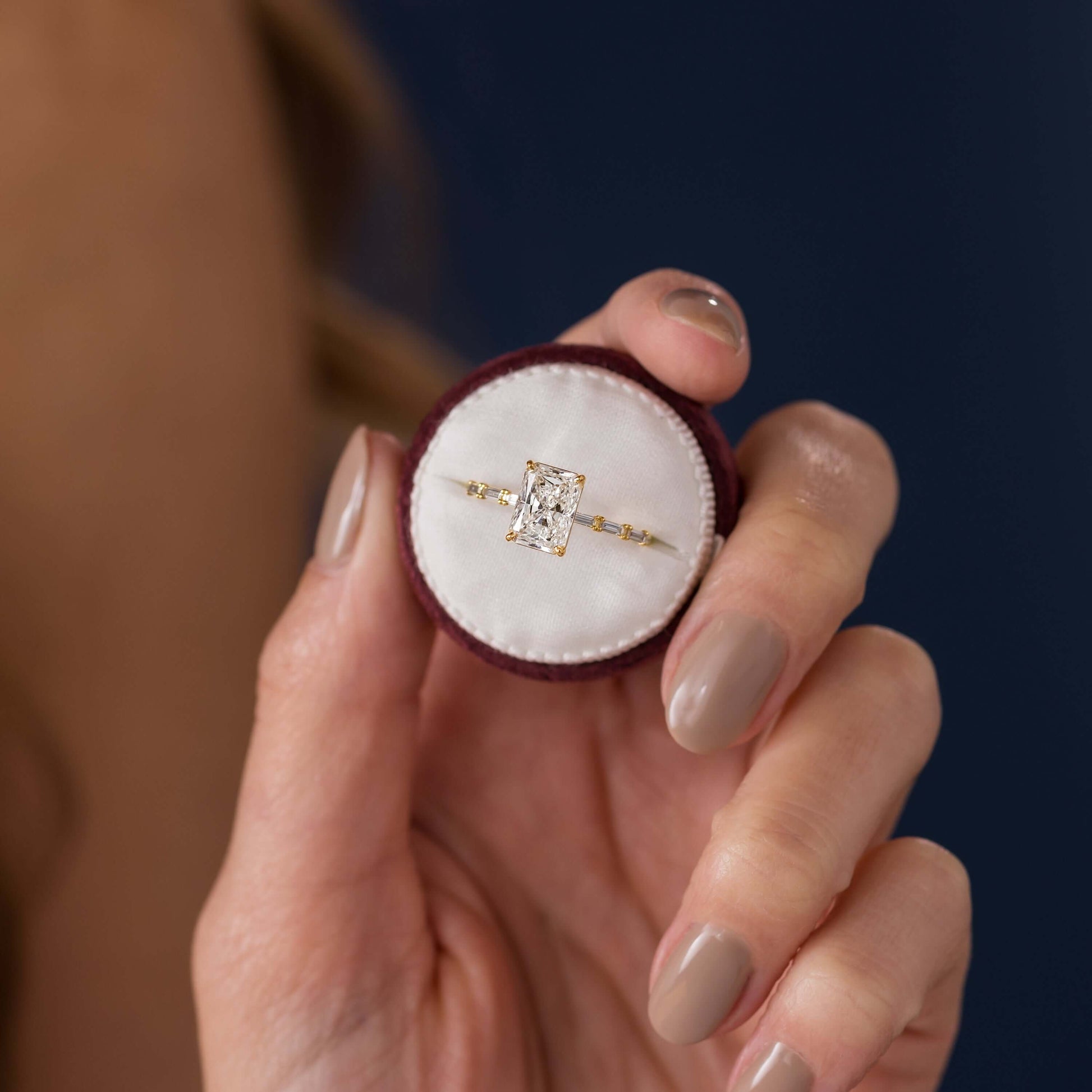 Pave-Radiant Lab Grown Diamond Engagement Ring