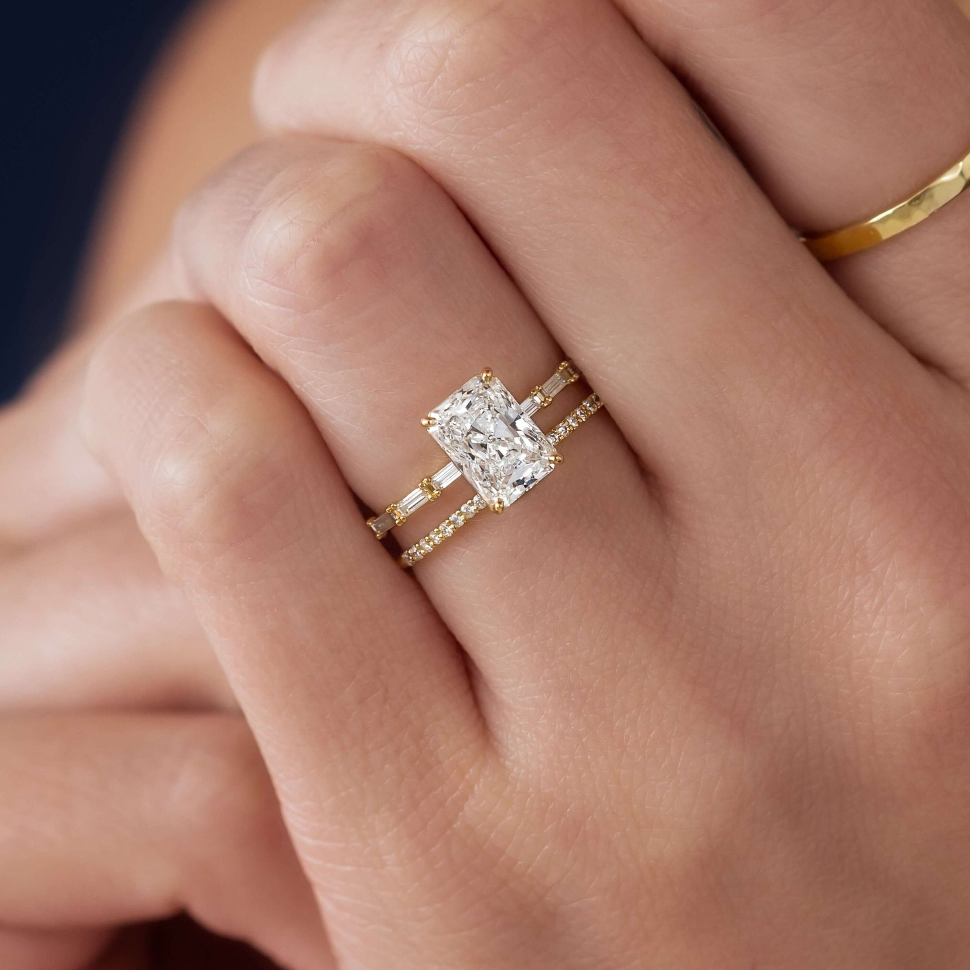 Pave-Radiant Lab Grown Diamond Engagement Ring