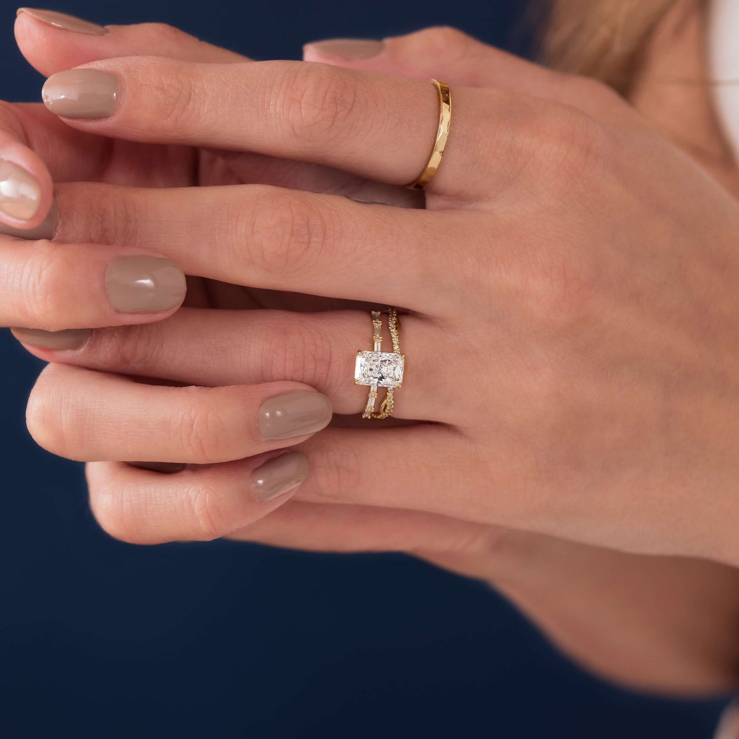 Pave-Radiant Lab Grown Diamond Engagement Ring