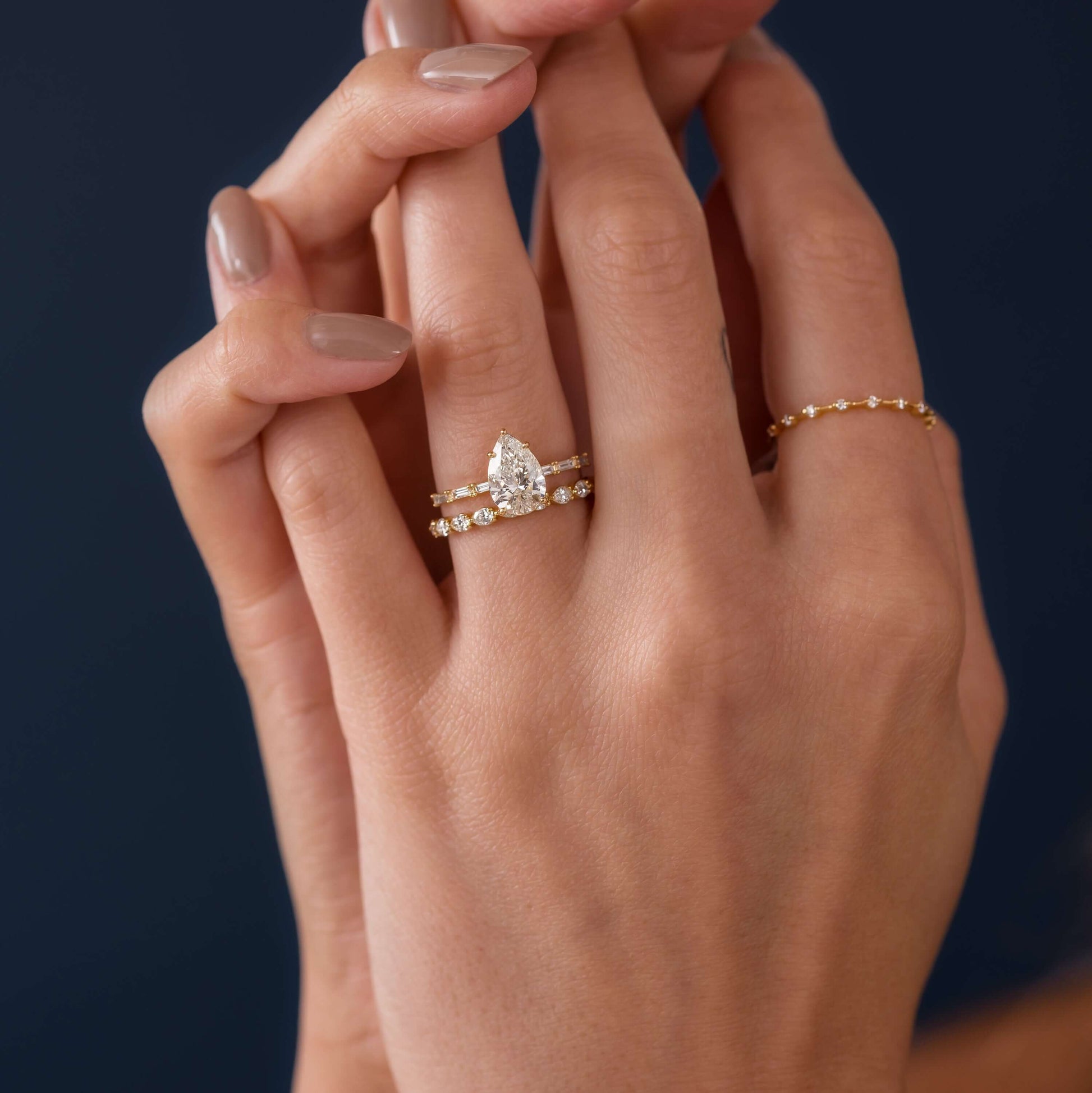 Pave-Pear Lab Grown Diamond Engagement Ring