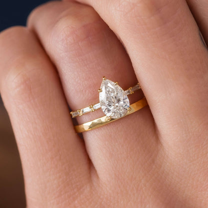 Pave-Pear Lab Grown Diamond Engagement Ring