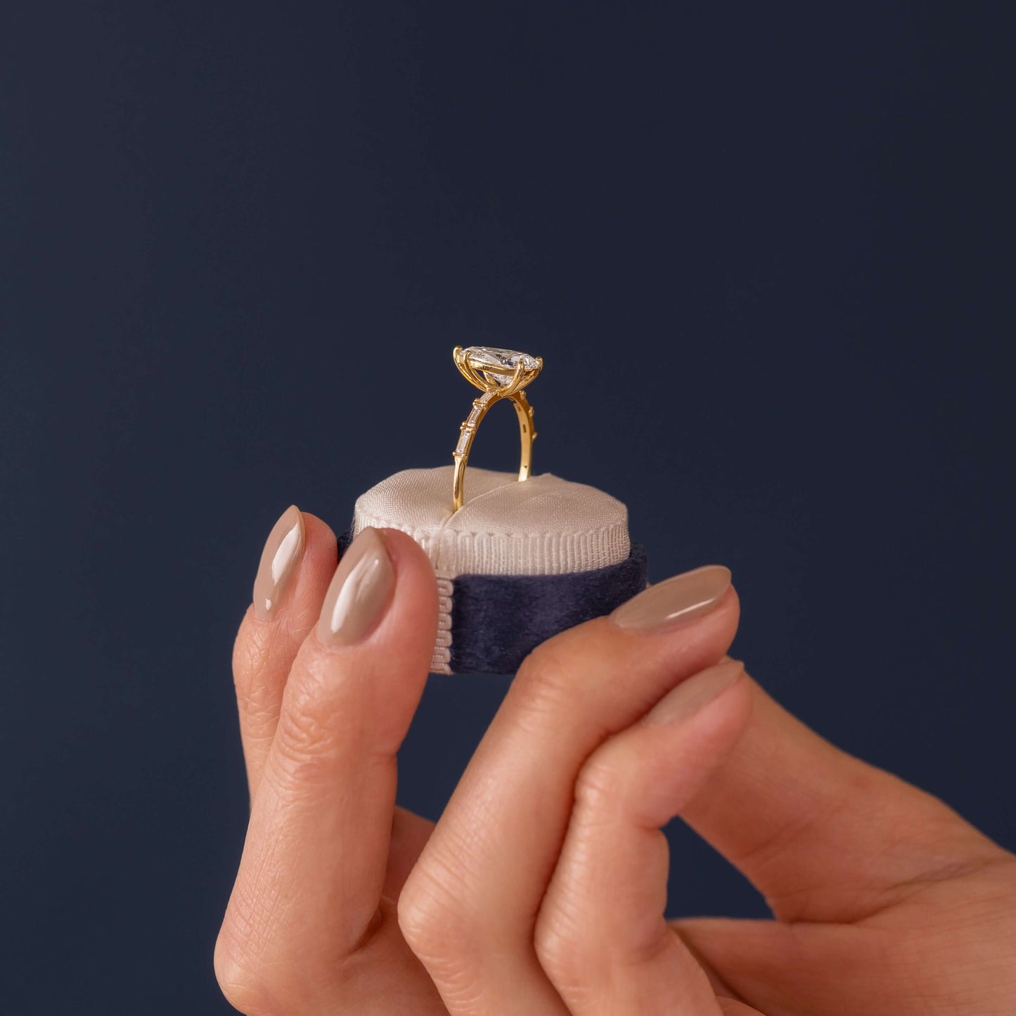 Pave-Pear Lab Grown Diamond Engagement Ring