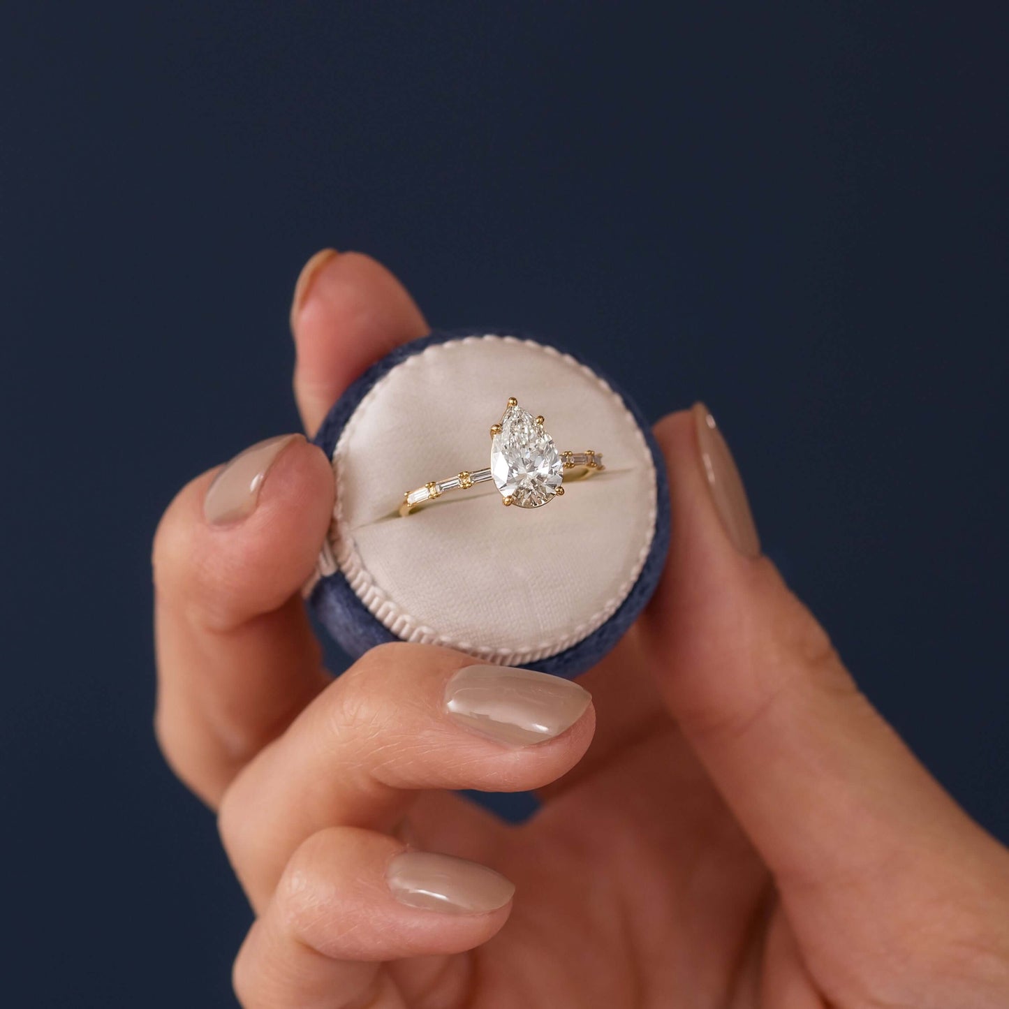 Pave-Pear Lab Grown Diamond Engagement Ring