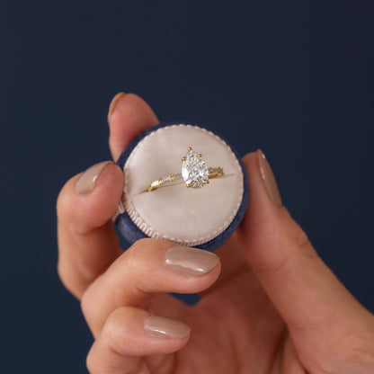 Pave-Pear Lab Grown Diamond Engagement Ring