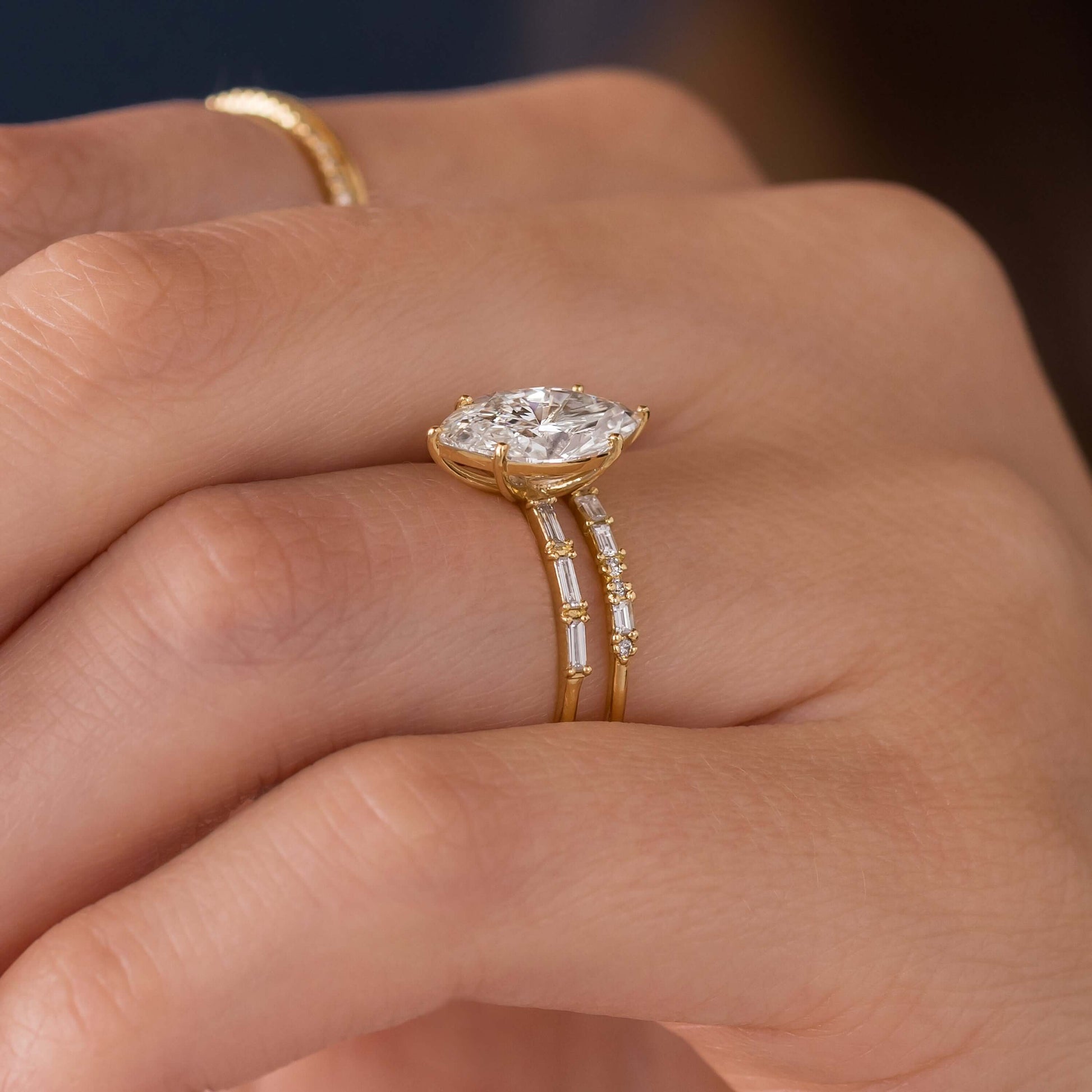 Pave-Marquise Lab Grown Diamond Engagement Ring