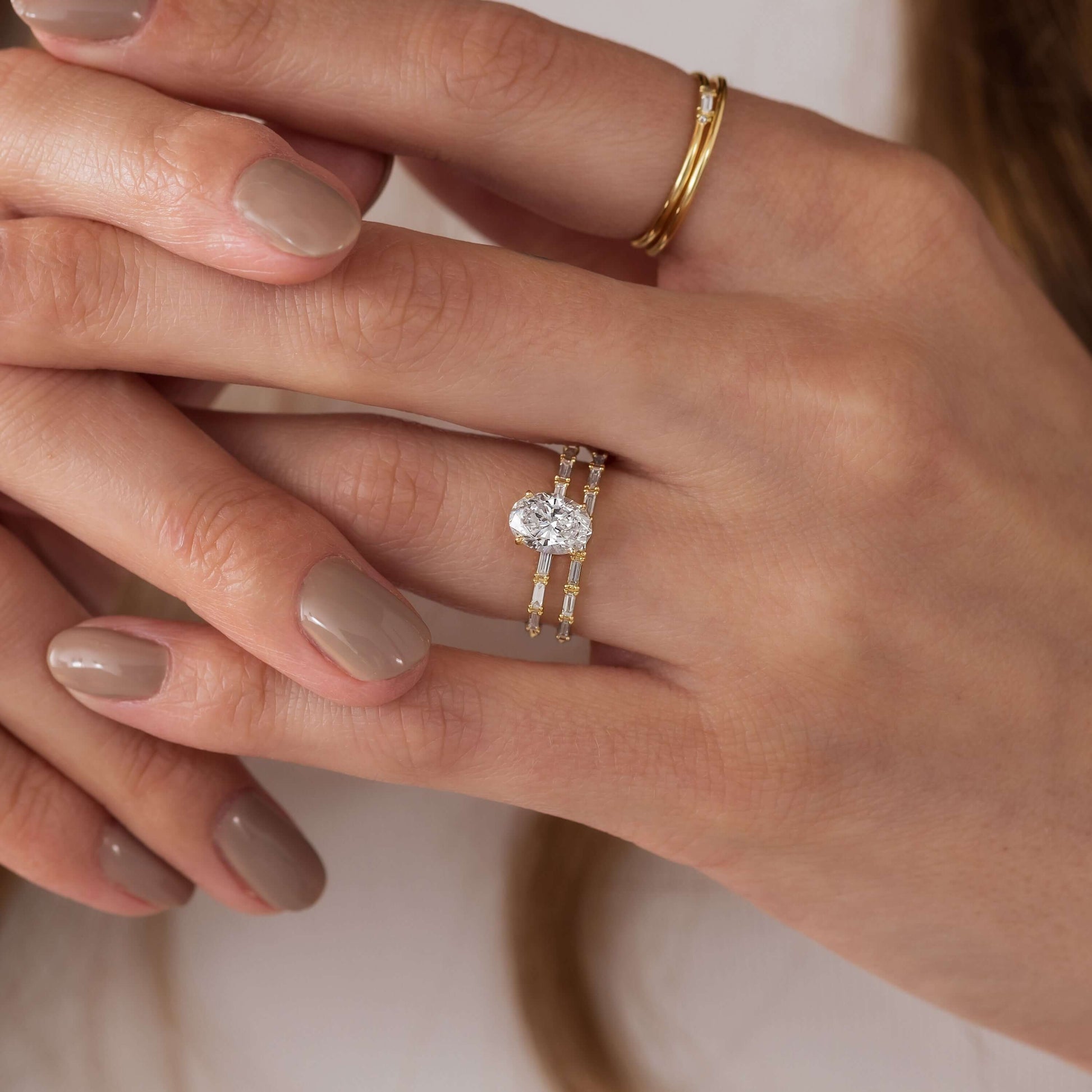 Pave-Oval Lab Grown Diamond Engagement Ring