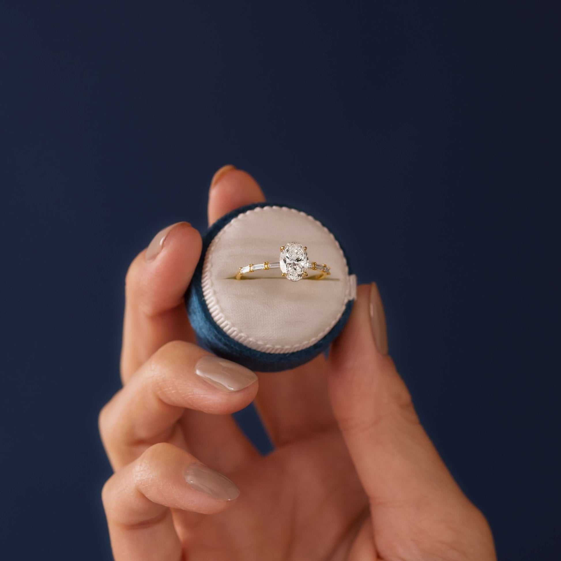 Pave-Oval Lab Grown Diamond Engagement Ring
